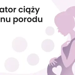 Kalkulator ciąży i terminu porodu. Sylwetka kobiety w ciąży, która trzyma się za brzuch.