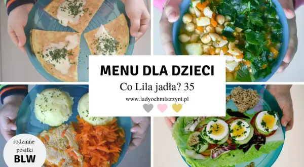 Jadłospis 2 latka: omlet, warzywa z ciecierzycą, mięso z ziemniakami i surówką, sałatka z jajkiem.